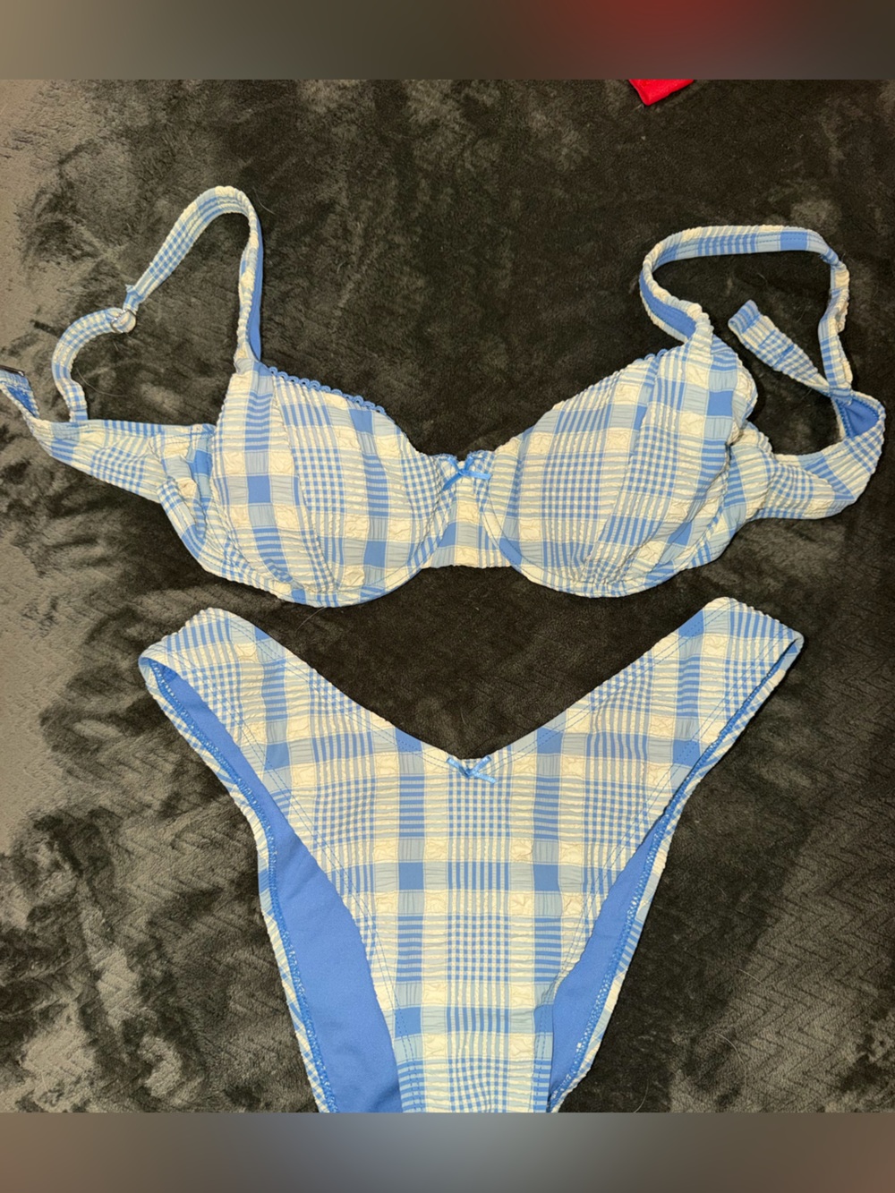 wild fable Blue and White Plaid Bikini Set